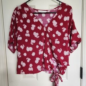 NWOT Lush magenta floral wrap blouse, size XXL